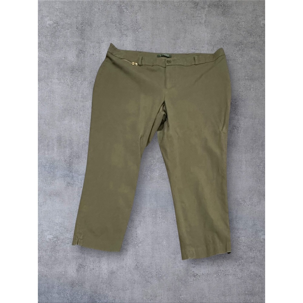 Lauren Ralph Lauren Crop Pants Womens 16W‎ Olive Green Stretch Straight EUC